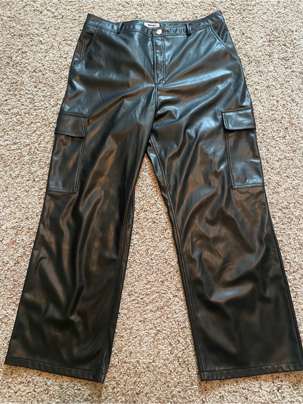Showpo Women’s 3X (14) Black Faux Leather Cargo Pants - Classic Style